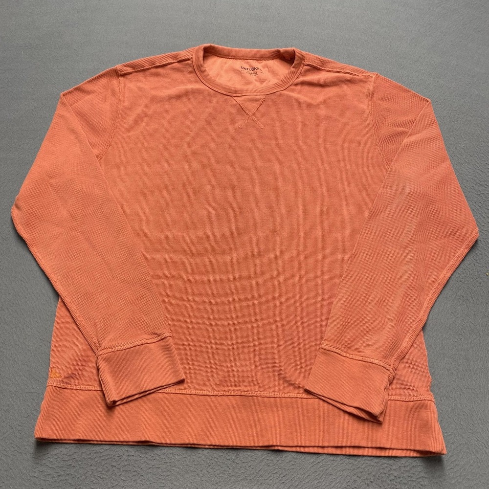 Untuckit Sweater Mens XL Orange Ezra Waffle Knit‎ Crewneck Pullover Thermal